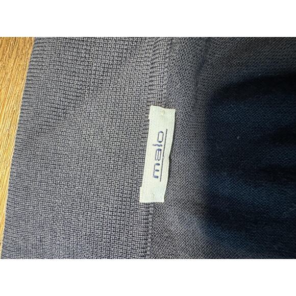 Malo Sweater Mens Large Navy Polo Long Sleeve Italy Luxury Knit Cotton sz 54 - Picture 7 of 10